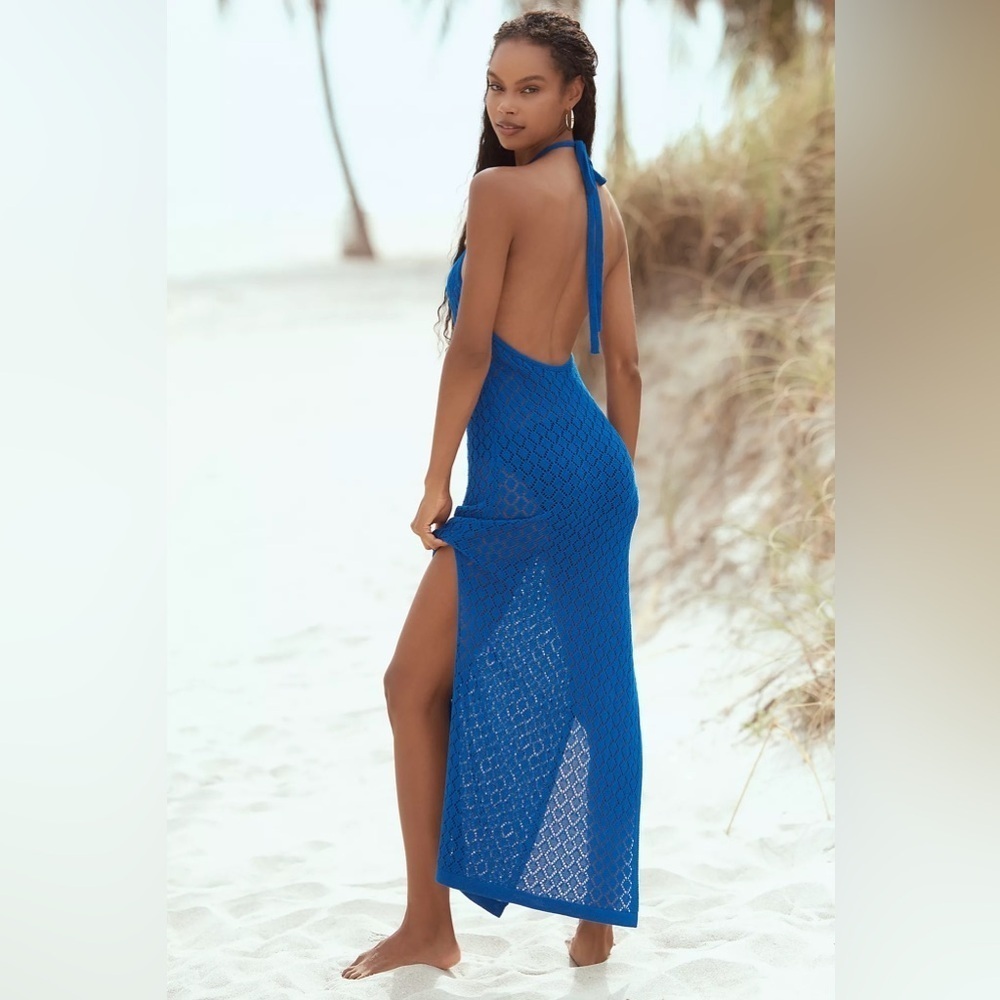 NWT! Sunday in Brooklyn Halter Crochet Cover-Up Midi Dress -Size Large 🟡